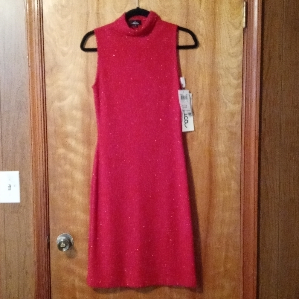 NWT MICA red party dress red turtleneck petite - Picture 3 of 12